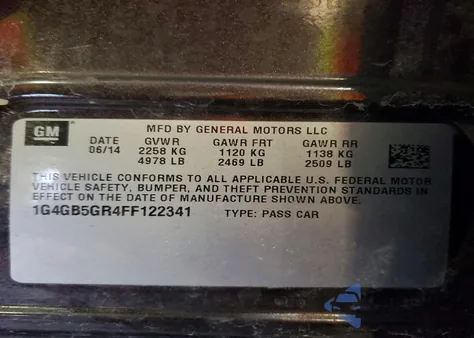 2015 Buick Lacrosse z USA, uszkodzony, nr VIN 1G4GB5GR4FF122341